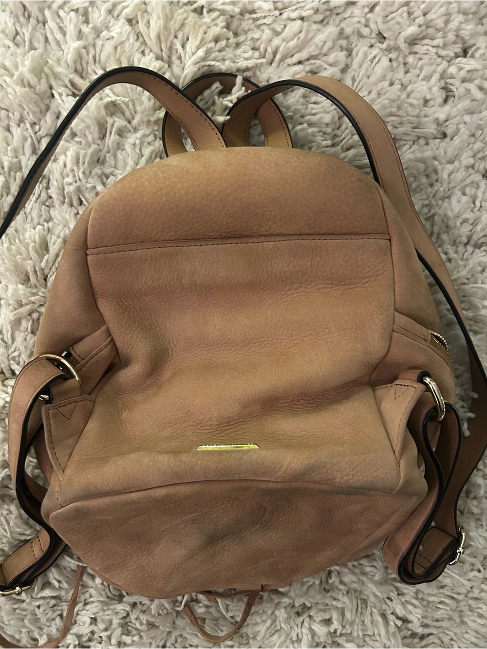 Leather Drawstring Backpack - Tan - Picture 7 of 8